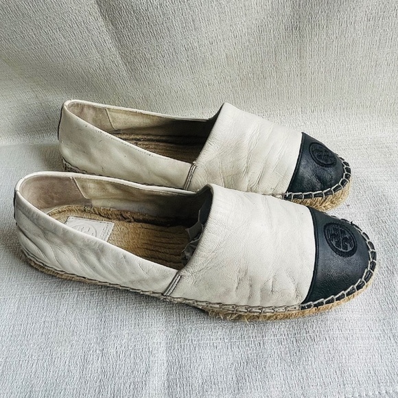 Tory Burch Shoes - TORY BURCH Colorblock Espadrilles Leather Ivory Black Women’s